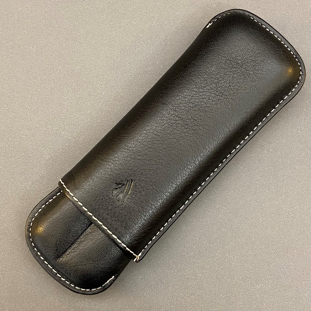 Etui à stylo double en cuir noir