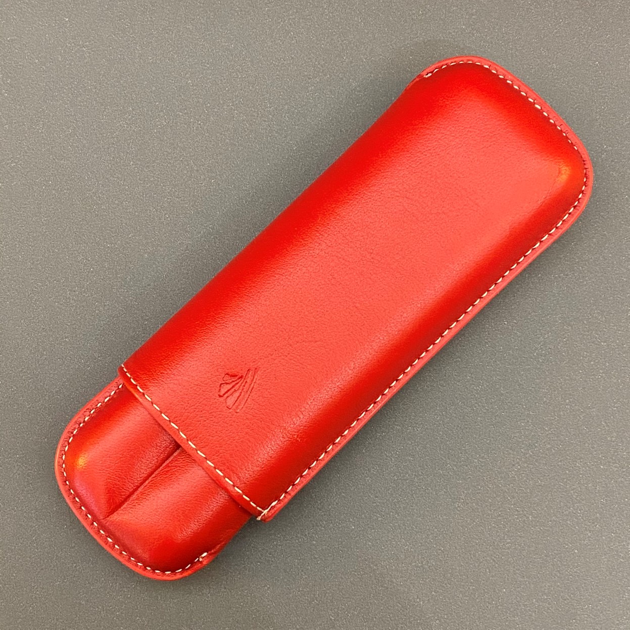 Etui à stylo double en cuir rouge