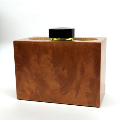 Pot à encre rectangle en bois de loupe de Madrona