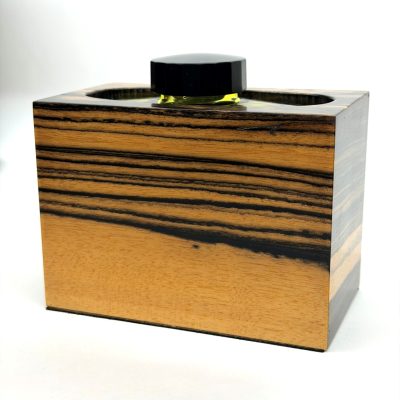 Pot à encre rectangle en bois d'ébène blanc