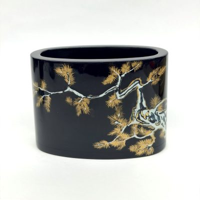 Pot à encre laqué bleu Branche d'Arbre Japonais