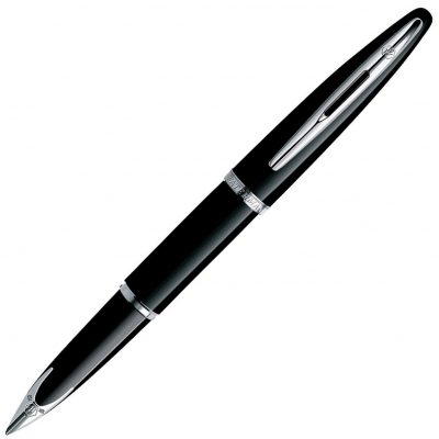 WATERMAN Carène Deluxe Stylo plume, Noir brillant et plaqué argent