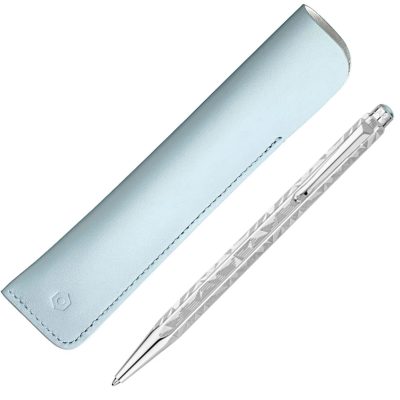Set Stylo Bille Ecridor™ Alpine Frost & Étui Bleu Polaire en cuir