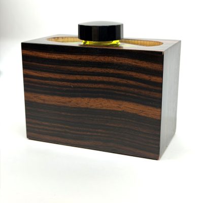Pot à encre rectangle en bois d'ébène de macassar